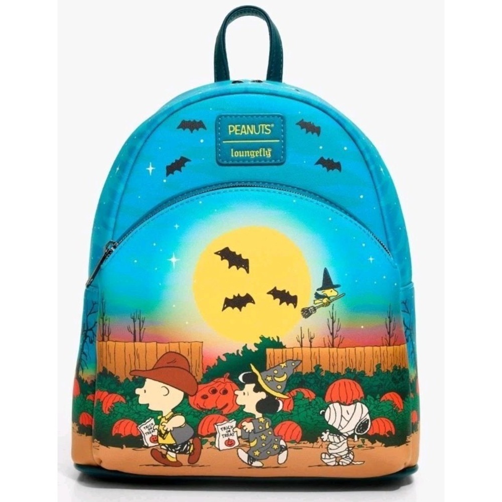 NEW Loungefly Peanuts Snoopy Gang Trick Or Treating Halloween Pumpkins Backpack - Picture 2 of 4